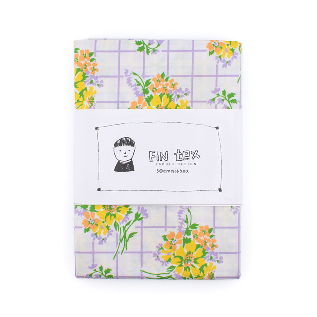 生地 FiN tex-フィンテックス- チェックフラワー 約140cm幅×50cmカット(OKF-024) 1PU.パープル 09Ae06_